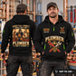 Plumber wearing Hands That Connect quarter-zip hoodie in their workplace; product introduction and shopping call to action