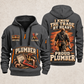 Plumber Walk The Workshop quarter-zip hoodie in Gray, front and back, YOUR NAME and SINCE 2005 artwork