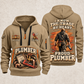 Plumber Walk The Workshop quarter-zip hoodie in Khaki, front and back, YOUR NAME and SINCE 2005 artwork