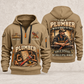 Plumber Experience Stays quarter-zip hoodie in Khaki, front and back, YOUR NAME and SINCE 2005 artwork