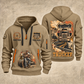 Trucker Road Atlas quarter-zip hoodie in Khaki, front and back, YOUR NAME and SINCE 2005 artwork