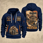 Trucker Road Atlas quarter-zip hoodie in Navy, front and back, YOUR NAME and SINCE 2005 artwork