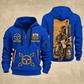 Trucker Driver Portrait quarter-zip hoodie in Blue, front and back, YOUR NAME and SINCE 2005 artwork