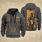Trucker Driver Portrait quarter-zip hoodie in Gray, front and back, YOUR NAME and SINCE 2005 artwork