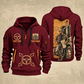 Trucker Driver Portrait quarter-zip hoodie in Wine Red, front and back, YOUR NAME and SINCE 2005 artwork