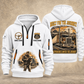 Trucker Built for the Journey quarter-zip hoodie in White, front and back, YOUR NAME and SINCE 2005 artwork