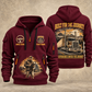 Trucker Built for the Journey quarter-zip hoodie in Wine Red, front and back, YOUR NAME and SINCE 2005 artwork
