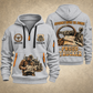 Trucker Proud Road Warrior quarter-zip hoodie in Light Grey, front and back, YOUR NAME and SINCE 2005 artwork