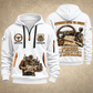 Trucker Proud Road Warrior quarter-zip hoodie in White, front and back, YOUR NAME and SINCE 2005 artwork