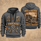 Trucker Lifelong Trucker quarter-zip hoodie in Gray, front and back, YOUR NAME and SINCE 2005 artwork