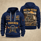 Trucker Built for the Road quarter-zip hoodie in Navy, front and back, YOUR NAME and SINCE 2005 artwork