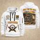 Trucker Built for the Road quarter-zip hoodie in White, front and back, YOUR NAME and SINCE 2005 artwork