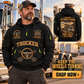 Trucker wearing Keep the Wheels Turning quarter-zip hoodie in their workplace; product introduction and shopping call to action