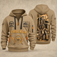 Trucker Golden Highway quarter-zip hoodie in Khaki, front and back, YOUR NAME and SINCE 2005 artwork