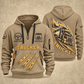 Trucker Highway in Motion quarter-zip hoodie in Khaki, front and back, YOUR NAME and SINCE 2005 artwork