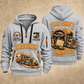 Trucker Miles Never Stop quarter-zip hoodie in Light Grey, front and back, YOUR NAME and SINCE 2005 artwork