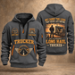 Trucker Why We Drive quarter-zip hoodie in Gray, front and back, YOUR NAME and SINCE 2005 artwork