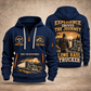 Trucker Walked the Highway quarter-zip hoodie in Navy, front and back, YOUR NAME and SINCE 2005 artwork