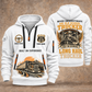 Trucker Old School Trucker quarter-zip hoodie in White, front and back, YOUR NAME and SINCE 2005 artwork