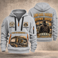 Trucker Miles of Experience quarter-zip hoodie in Light Grey, front and back, YOUR NAME and SINCE 2005 artwork
