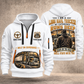 Trucker Miles of Experience quarter-zip hoodie in White, front and back, YOUR NAME and SINCE 2005 artwork