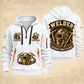 Welder Forged Bond Crest quarter-zip hoodie in White, front and back, YOUR NAME and SINCE 2005 artwork