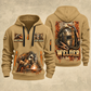 Welder Weathered Steel Emblem quarter-zip hoodie in Khaki, front and back, YOUR NAME and SINCE 2005 artwork