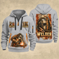 Welder Weathered Steel Emblem quarter-zip hoodie in Light Grey, front and back, YOUR NAME and SINCE 2005 artwork