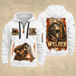 Welder Weathered Steel Emblem quarter-zip hoodie in White, front and back, YOUR NAME and SINCE 2005 artwork