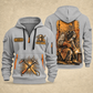 Welder At the Bench Portrait quarter-zip hoodie in Light Grey, front and back, YOUR NAME and SINCE 2005 artwork
