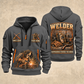Welder Workshop Essentials quarter-zip hoodie in Gray, front and back, YOUR NAME and SINCE 2005 artwork