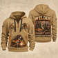 Welder Workshop Essentials quarter-zip hoodie in Khaki, front and back, YOUR NAME and SINCE 2005 artwork