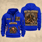 Welder Steel and Skill quarter-zip hoodie in Blue, front and back, YOUR NAME and SINCE 2005 artwork