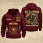 Welder Steel and Skill quarter-zip hoodie in Wine Red, front and back, YOUR NAME and SINCE 2005 artwork