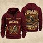 Welder Built on Experience quarter-zip hoodie in Wine Red, front and back, YOUR NAME and SINCE 2005 artwork