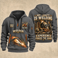 Welder Craft Never Ends quarter-zip hoodie in Gray, front and back, YOUR NAME and SINCE 2005 artwork