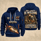 Welder Craft Never Ends quarter-zip hoodie in Navy, front and back, YOUR NAME and SINCE 2005 artwork