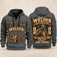 Welder Craft and Honor quarter-zip hoodie in Gray, front and back, YOUR NAME and SINCE 2005 artwork