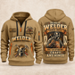 Welder Craft and Honor quarter-zip hoodie in Khaki, front and back, YOUR NAME and SINCE 2005 artwork