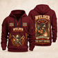 Welder Torch Wings Legacy quarter-zip hoodie in Wine Red, front and back, YOUR NAME and SINCE 2005 artwork