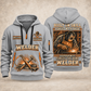 Welder Forged with Pride quarter-zip hoodie in Light Grey, front and back, YOUR NAME and SINCE 2005 artwork
