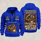 Welder Master Craftsman Wings quarter-zip hoodie in Blue, front and back, YOUR NAME and SINCE 2005 artwork