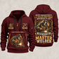 Welder Master Craftsman Wings quarter-zip hoodie in Wine Red, front and back, YOUR NAME and SINCE 2005 artwork