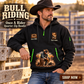 Bull Riding wearing Bull Riding Once A Rider Quarter-Zip Hoodie with Name and Year - BR17353440 quarter-zip hoodie in their workplace; product introduction and shopping call to action
