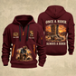 Bull Riding Bull Riding Once A Rider Quarter-Zip Hoodie with Name and Year - BR17353440 quarter-zip hoodie in Wine Red, front and back, Your name and since 2005 artwork
