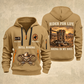 Bull Riding Bull Riding Rider For Life Quarter-Zip Hoodie with Name and Year - BR17356032 quarter-zip hoodie in Khaki, front and back, Your name and since 2005 artwork
