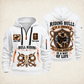 Bull Riding Bull Riding Rodeo By Choice Quarter-Zip Hoodie with Name and Year - BR17563392 quarter-zip hoodie in White, front and back, Your name and since 2005 artwork