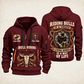 Bull Riding Bull Riding Rodeo By Choice Quarter-Zip Hoodie with Name and Year - BR17563392 quarter-zip hoodie in Wine Red, front and back, Your name and since 2005 artwork
