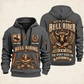 Bull Riding Bull Riding Rodeo Spirit Quarter-Zip Hoodie with Name and Year - BR17642880 quarter-zip hoodie in Gray, front and back, Your name and since 2005 artwork