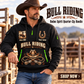 Bull Riding wearing Bull Riding Rodeo Spirit Quarter-Zip Hoodie with Name and Year - BR17642880 quarter-zip hoodie in their workplace; product introduction and shopping call to action